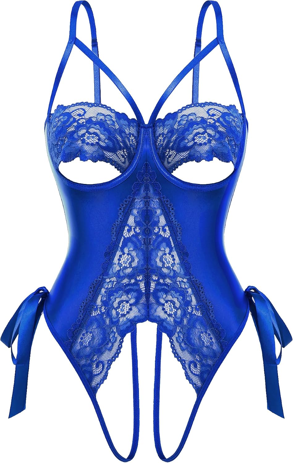 Sexy Lingerie for Women One Piece Lingerie Cutout Bodysuits Mini Lace Leather Body Suit Lace-Up Back