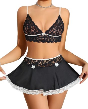 Lingerie Sets for Women Sexy Lingerie for Women Naughty Lace Mini Skirt Maid Costume