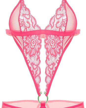 Women Deep V Lingerie Lace  One Piece  Mini Bodysuit